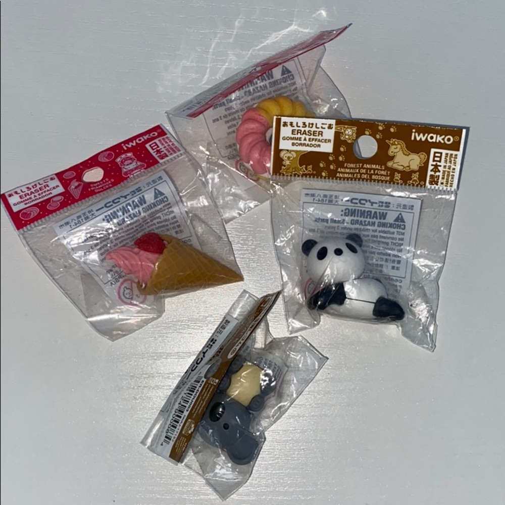 4 cute mini take-apart erasers